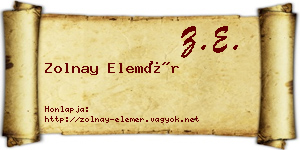 Zolnay Elemér névjegykártya